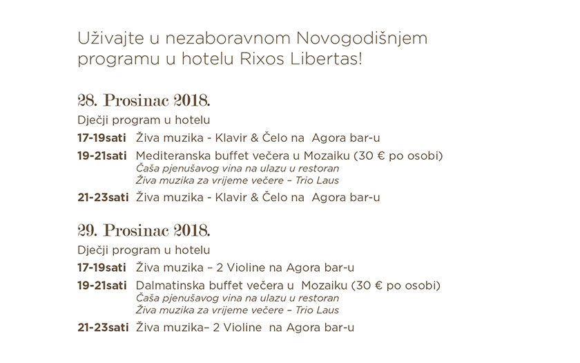 Predstavljanje novogodišnjeg programa Rixos Libertas Hotela
